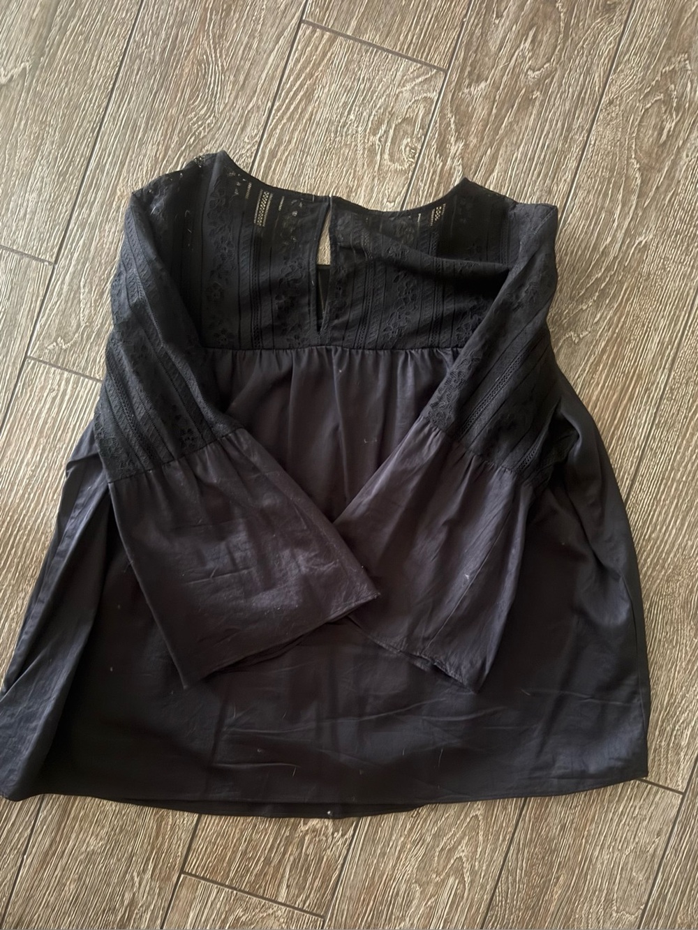 Women's Black Lace balloon Sleeve Top